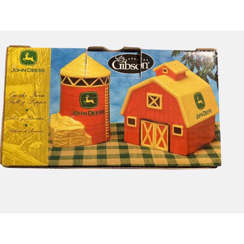 John Deere On The Farm Salt and Pepper Shakers Gibson Ceramic Set
